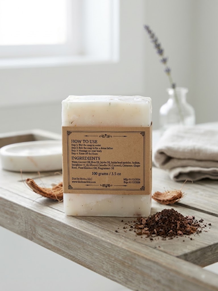 MeHo Coconut Scrub Soap, Deep Cleansing Exfoliating Bar (100g / 3.5 oz) - Image 2
